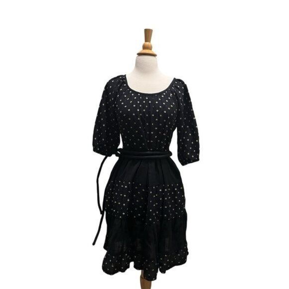 Ace & Jig Lola Mini Dress Black with Pastel Polka Dots XXS Rare Cotton Gauze - Picture 2 of 6